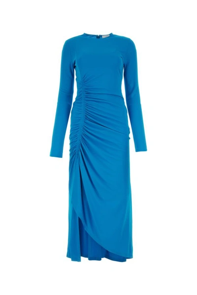 Shop Givenchy Woman Turquoise Crepe Long Dress In Blue