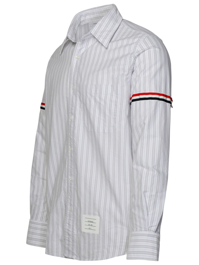 Shop Thom Browne Man Two-tone Cotton Shirt In Gray