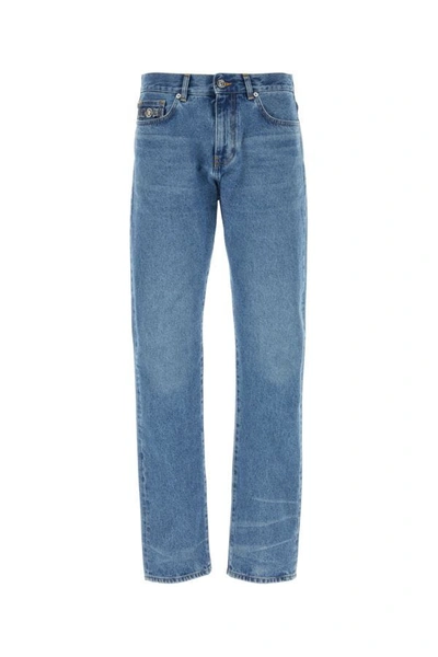 Shop Versace Man Denim Jeans In Blue