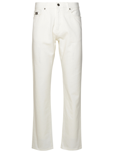 Shop Versace White Cotton Jeans Man