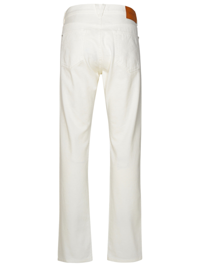 Shop Versace Man  White Cotton Jeans