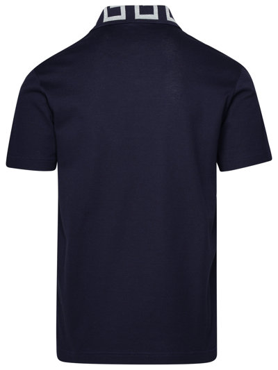 Shop Versace Polo Shirt In Blue Cotton Man