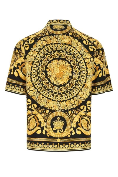 Shop Versace Man Printed Silk Shirt In Multicolor