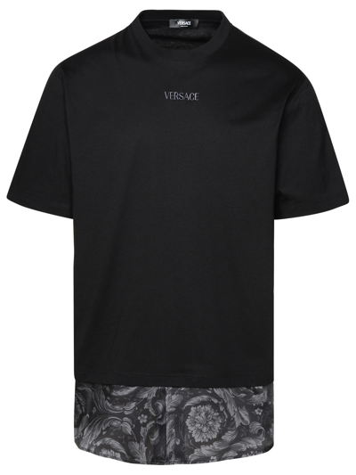 Shop Versace Black Cotton T-shirt Man