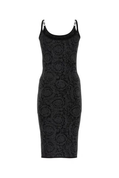 Shop Versace Woman Black Stretch Viscose Blend Dress