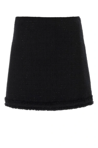 Shop Versace Woman Black Tweed Mini Skirt