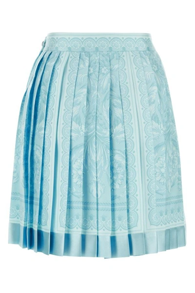 Shop Versace Woman Printed Silk Mini Skirt In Multicolor