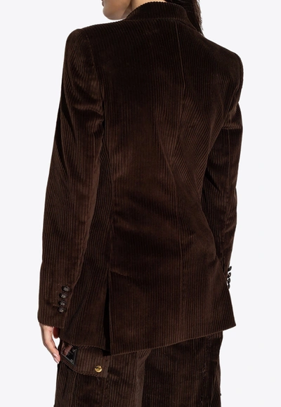Shop Dolce & Gabbana Corduroy Double-breasted Blazer In Brown