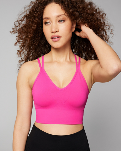 Women's Longline Strappy Back Sports Bra In Hot Pink Size Large 