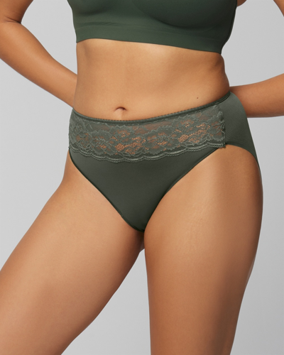 Shop Soma Women's No Show Microfiber With Lace High-leg Underwear In Green Size Large |  Vanishing Edge Pa