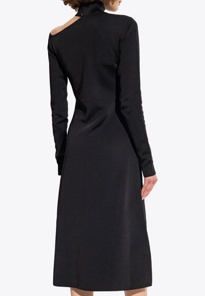 Shop Ferragamo Cut-out Knitted Midi Dress In Black