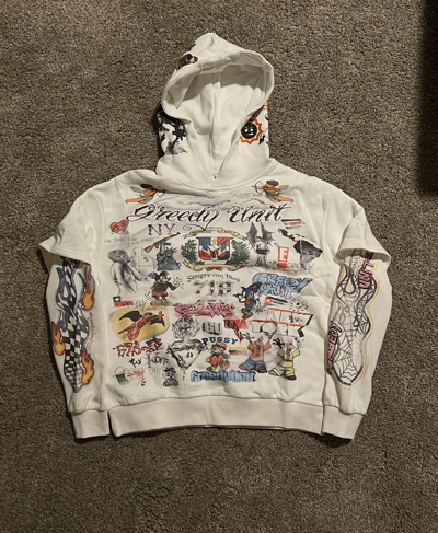 Pre-owned Streetwear Greedy Unit Thermal L/s Hoodie In White