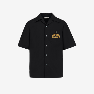 Shop Alexander Mcqueen Embroidered Hawaiian Shirt In Black