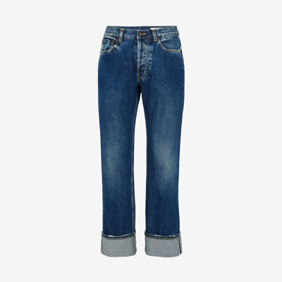 Shop Alexander Mcqueen Turn-up Jeans In Washed Blue