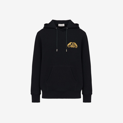 Shop Alexander Mcqueen Half Seal Logo Hooded Sweatshirt In Black
