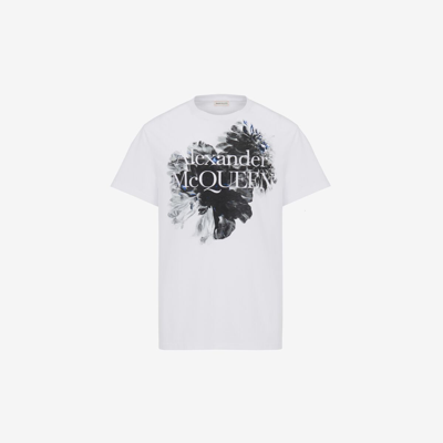 Shop Alexander Mcqueen Dutch Flower Logo T-shirt In White/black