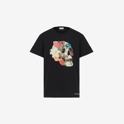 Shop Alexander Mcqueen Floral Skull T-shirt In Black/multicolour