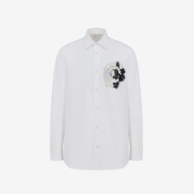 Shop Alexander Mcqueen Dutch Flower Casual Shirt In Optic White