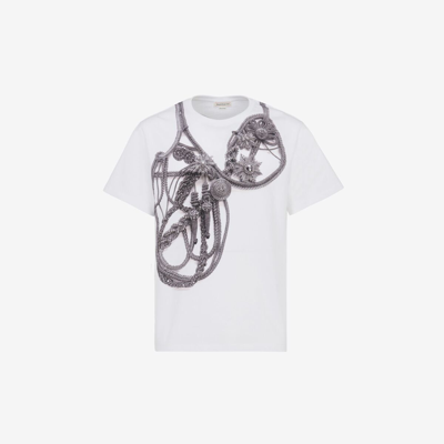 Shop Alexander Mcqueen Trompe-l'ail Harness T-shirt In White/grey