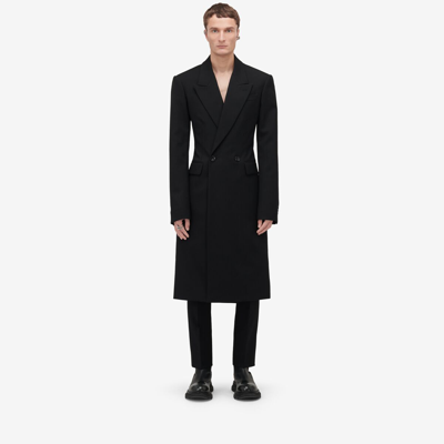 Shop Alexander Mcqueen Double-breasted Tailored Coat In Black