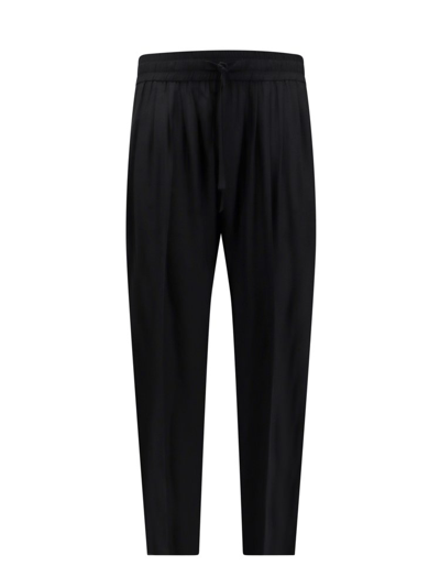 Shop Dolce & Gabbana Drawstring Elastic Waist Trousers In Black