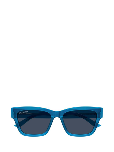 Shop Balenciaga Eyewear Rectangular Frame Sunglasses In Blue