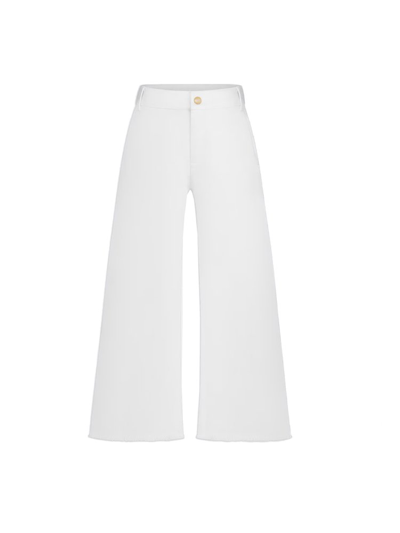 Shop Baby Dior Logo Embroidered Wide Leg Pants In White