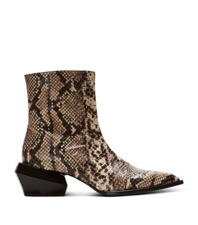 Shop Balmain Snakeskin-effect Billy Ankle Boots In Brown