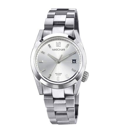 Shop March La.b Stainless Steel Am89 Automatic Watch 38mm In Silver