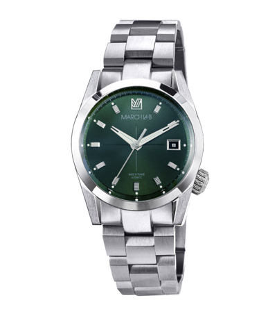 Shop March La.b Stainless Steel Am89 Automatic Watch 38mm In Green