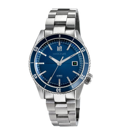 Shop March La.b Stainless Steel Bonzer Automatic Watch 41mm In Blue