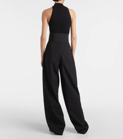 Shop Alaïa High-rise Wool Wide-leg Pants In Black