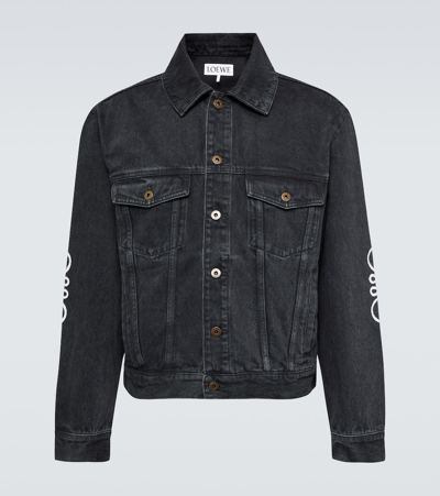Shop Loewe Anagram Denim Jacket In Black