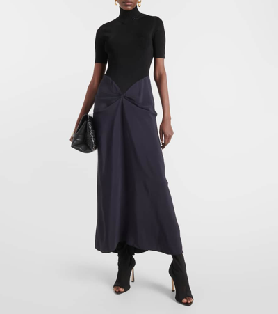 Shop Victoria Beckham Gathered Satin Maxi Dress In Black