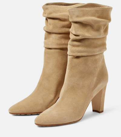 Manolo Blahnik Calasso Suede Ankle Boots In Brown