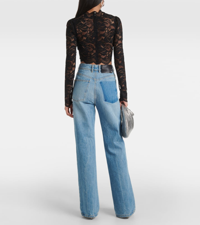 Rabanne Haut Cropped Lace Top In Black
