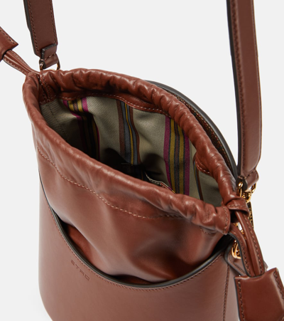 Shop Etro Saturno Medium Leather Bucket Bag In Brown