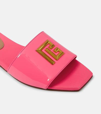 Shop Balmain Dafne Patent Leather Slides In Pink