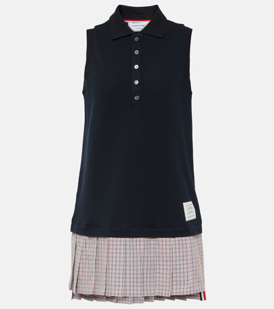 Shop Thom Browne Cotton Polo Minidress In Multicoloured