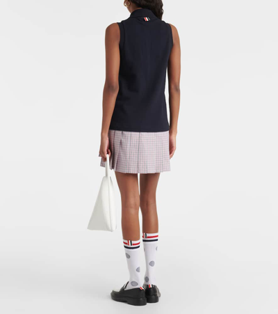 Shop Thom Browne Cotton Polo Minidress In Multicoloured