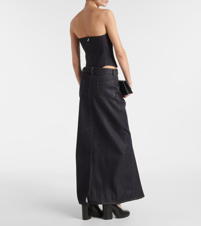 Shop Aya Muse Alis Denim Maxi Skirt In Blue