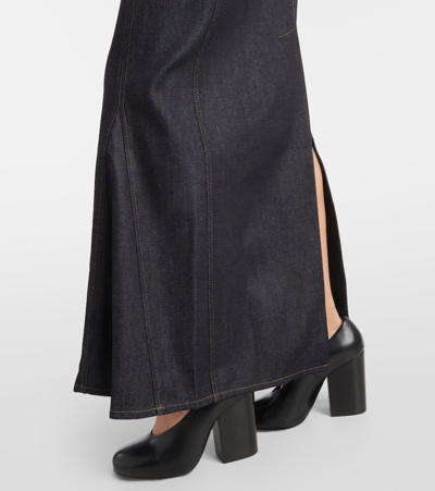 Shop Aya Muse Alis Denim Maxi Skirt In Blue