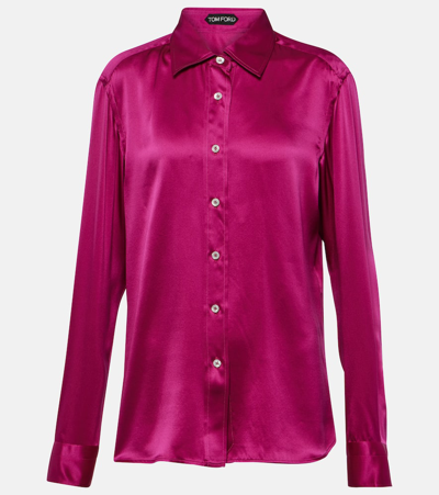 Shop Tom Ford Silk Satin Shirt In Pink