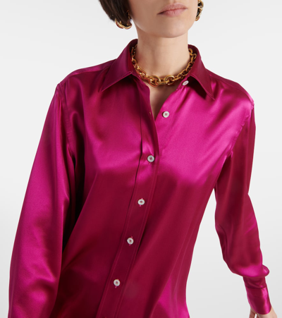 Shop Tom Ford Silk Satin Shirt In Pink
