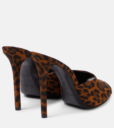 Shop Saint Laurent Goldie 110 Leopard-print Mules In Brown