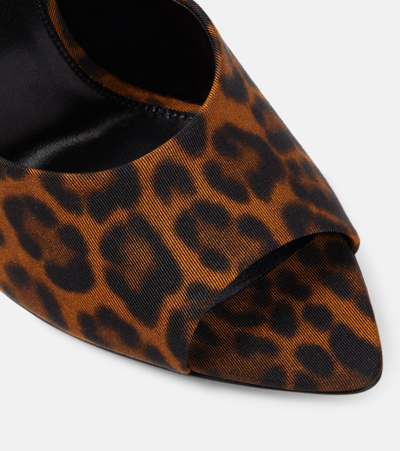 Shop Saint Laurent Goldie 110 Leopard-print Mules In Brown