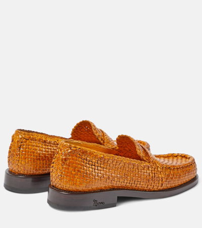 Shop Marni Leather Loafers In Orange