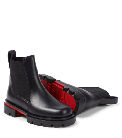 Christian Louboutin Marchacroche Leather Ankle Boots In Black
