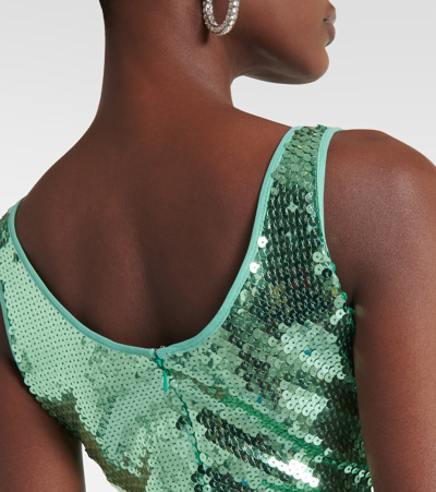 Shop David Koma Sequined Gown In Green