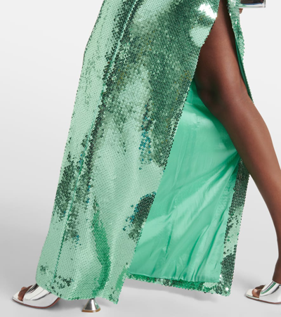 Shop David Koma Sequined Gown In Green